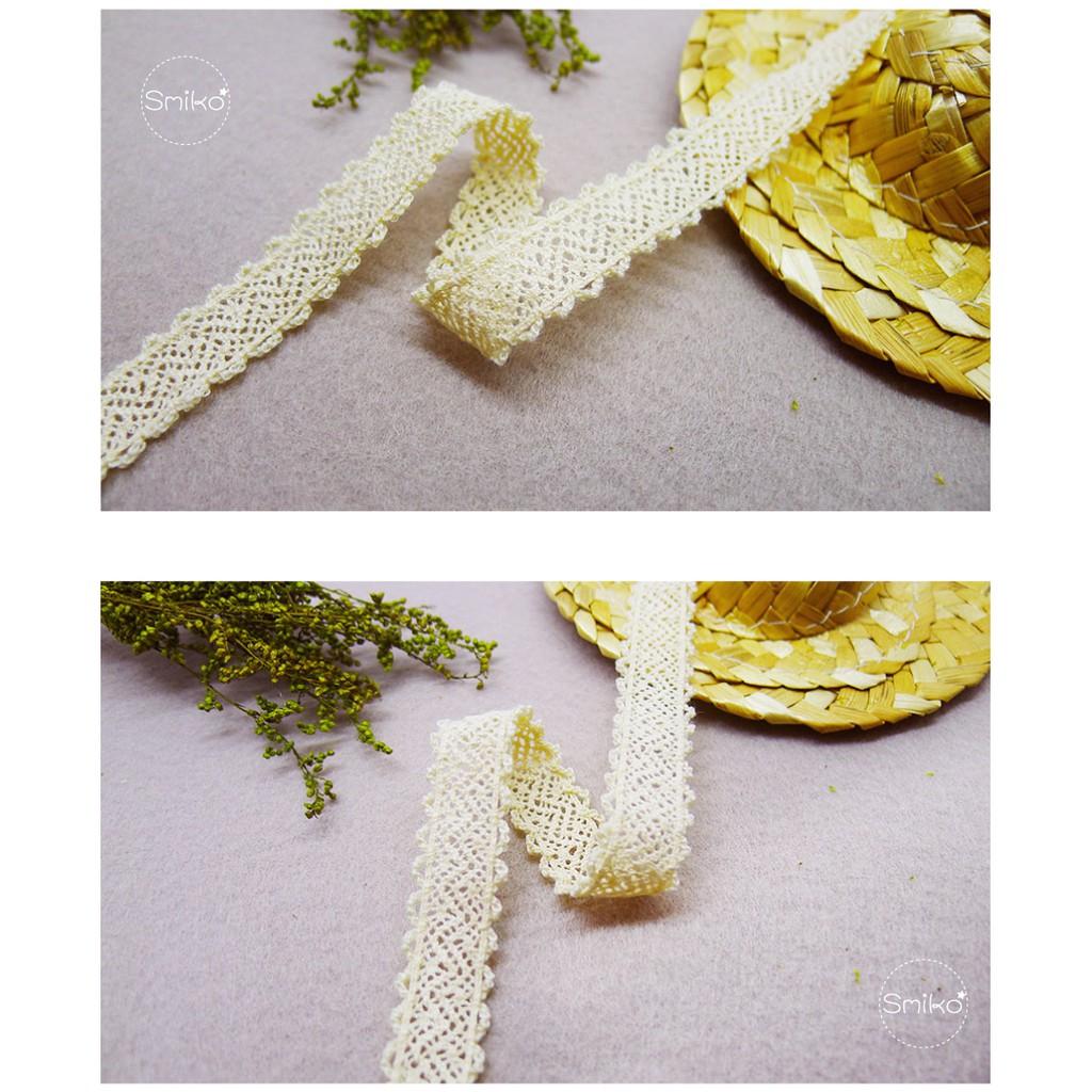 Smiko腸腸妞【5R1M08】13mm奶白雙狗牙細針織棉線花邊 手作/DIY/材料/蕾絲/花邊/緞帶