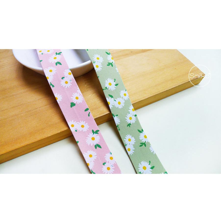 【Smiko腸腸妞】25mm夏日風情小雛菊碎花壓布條 緞帶/手作/蝴蝶結/髮飾/髮帶/髮箍/手工/DIY