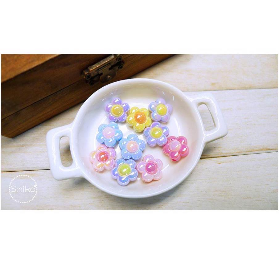 新品上架💗16mm虹彩馬卡龍花朵雙色串珠 珠子/串珠手工藝/項鍊/首飾/手作珠寶/珠子/DIY/彩色珠子/珠寶材料
