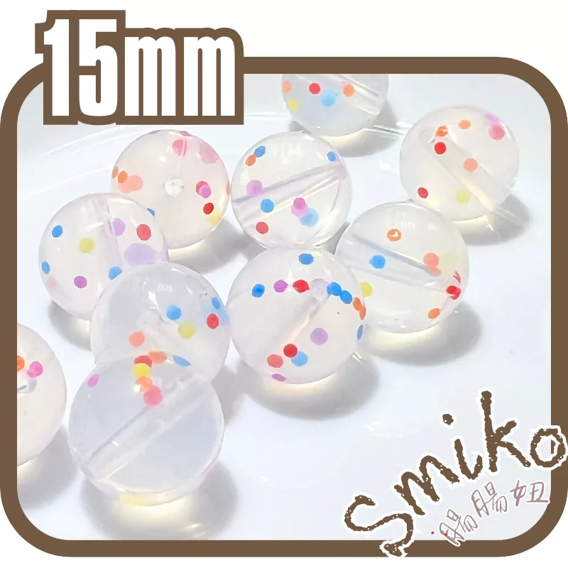 Smiko腸腸妞【5B2401】15mm可愛彩色果凍感QQ樂 串珠/手作/寶寶/奶嘴鏈/DIY/材料/童