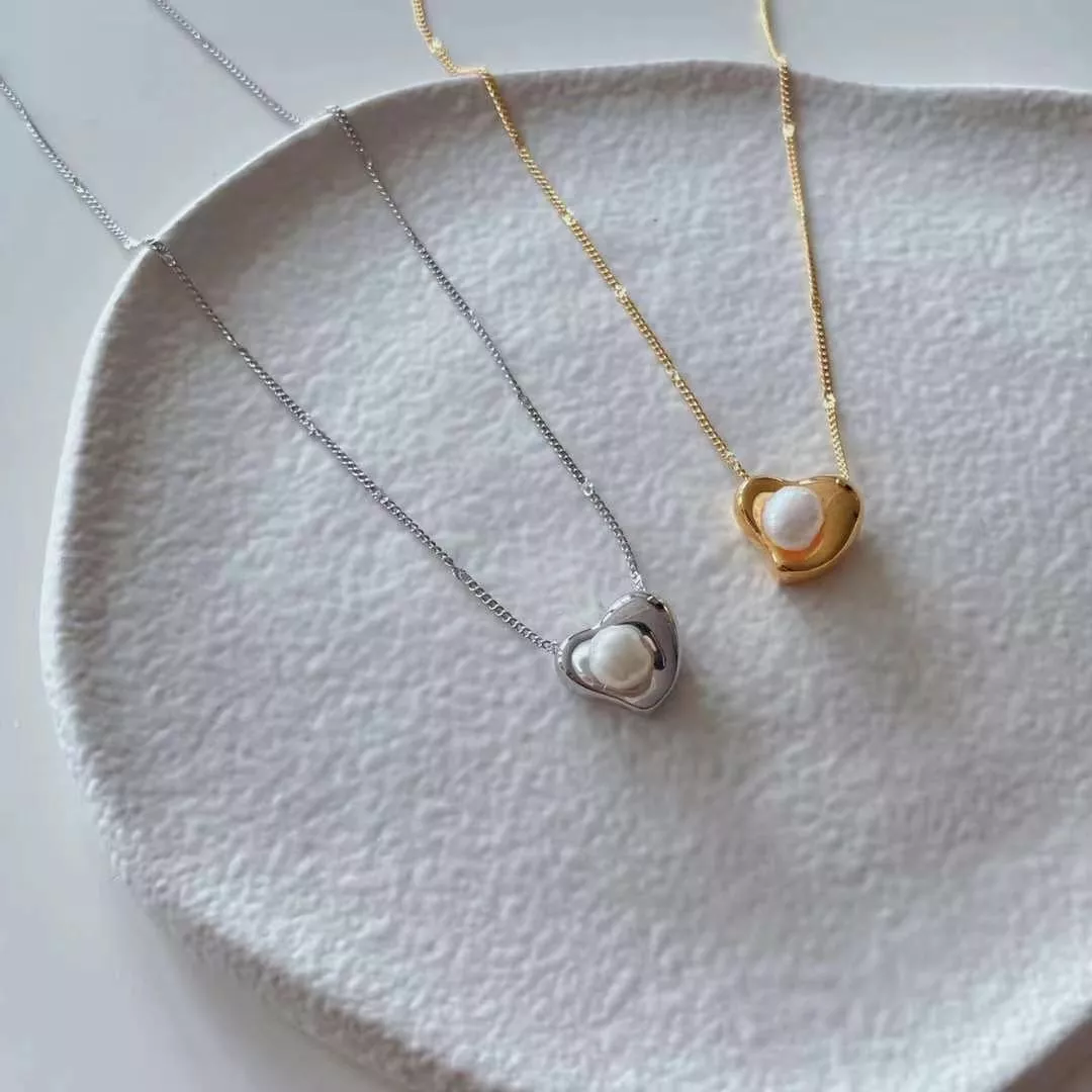 闆娘自留珍珠愛心項鍊