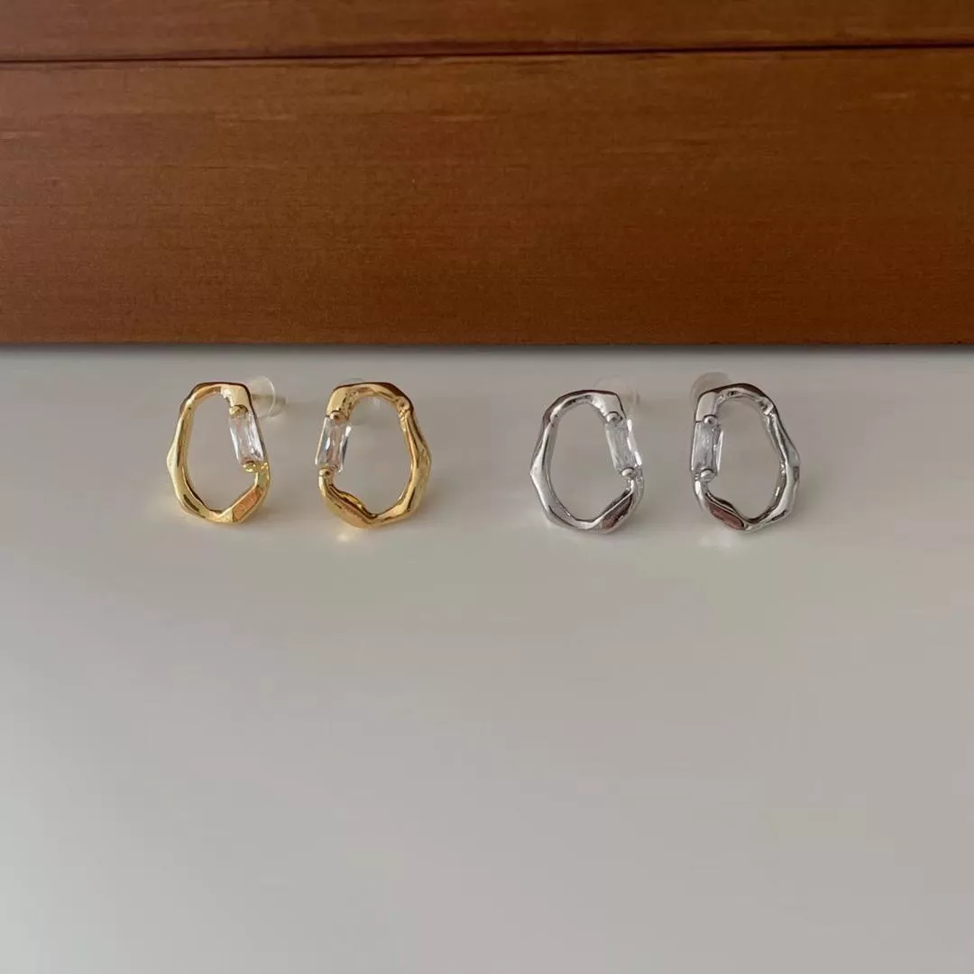 May01-不規則水鑽耳環 (2color)