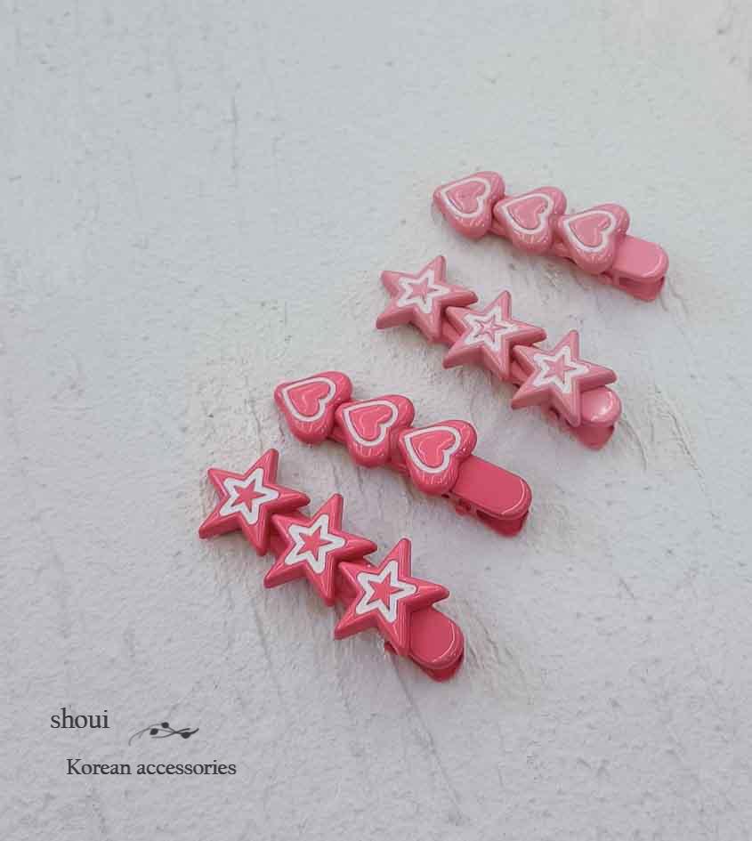 pink girl heart stars| 邊夾壓夾