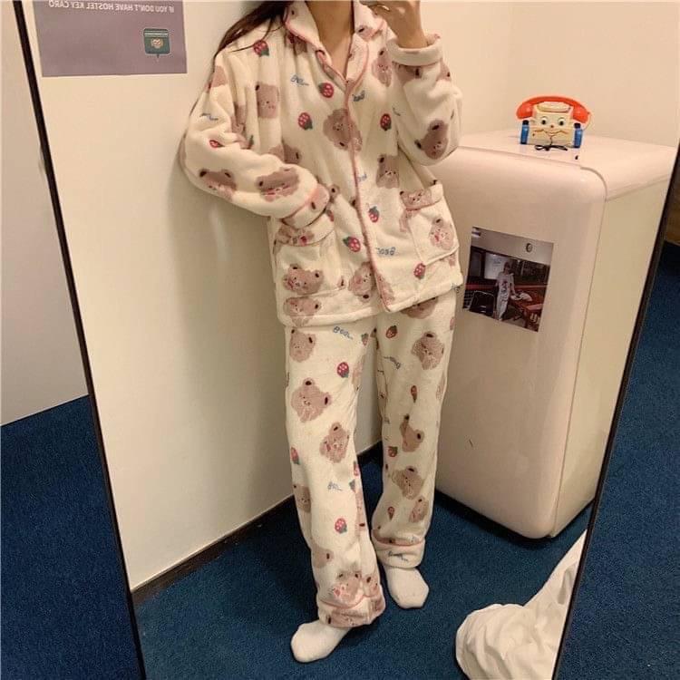 草莓熊法蘭絨套裝