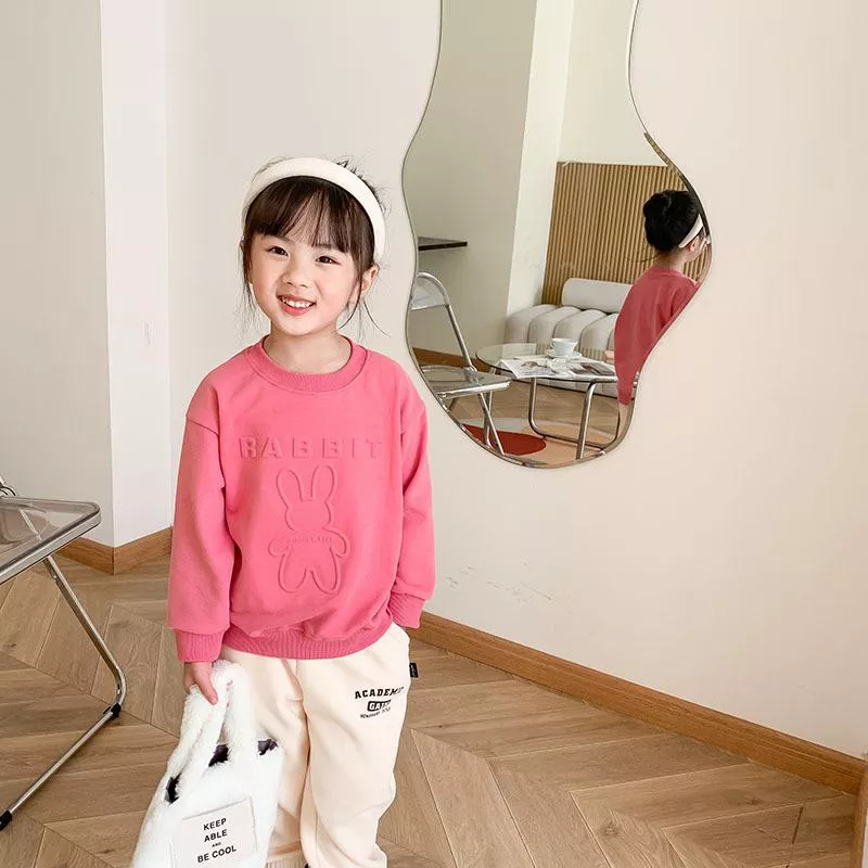 立體兔子百搭圓領寬版上衣