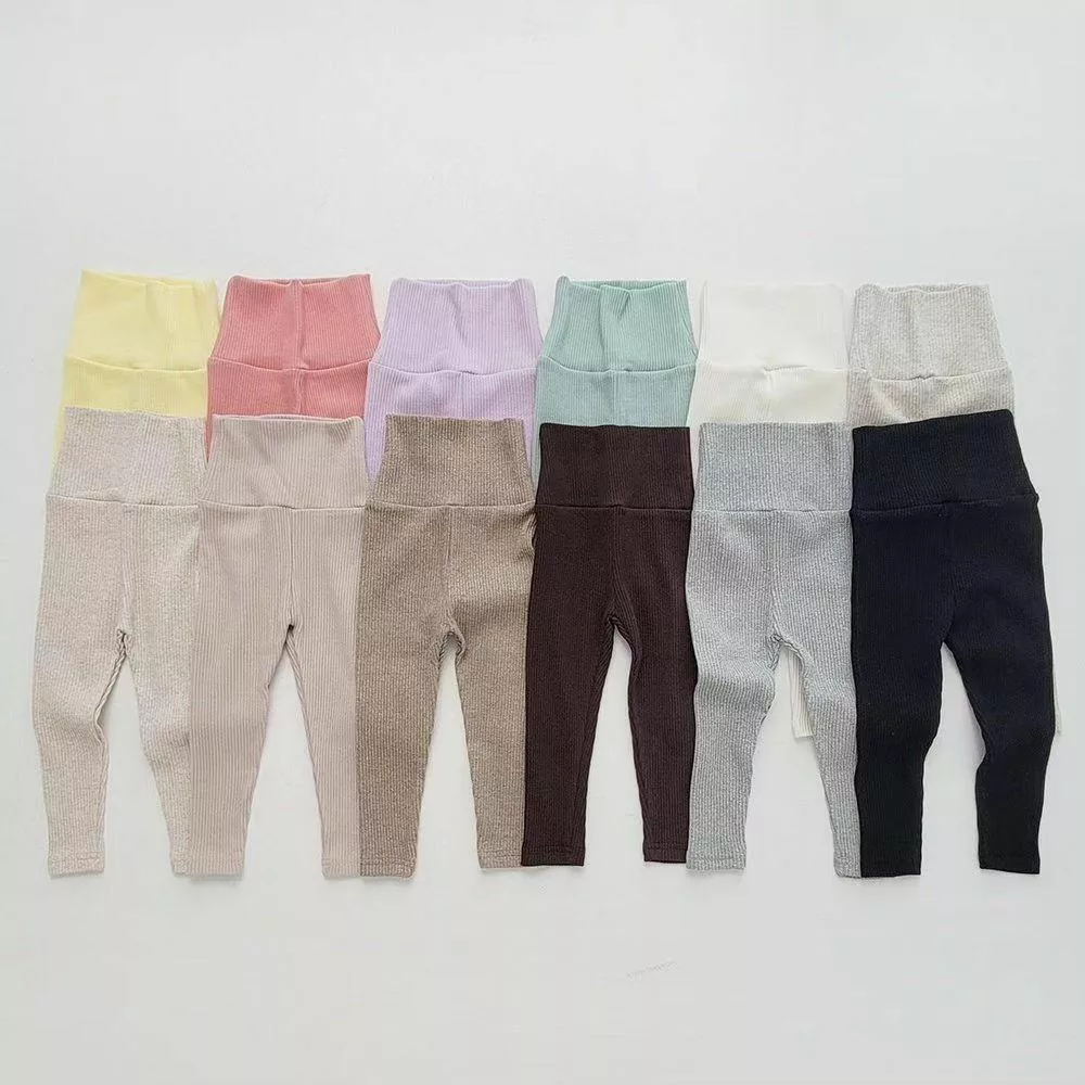 秋冬素色純棉高腰護肚內搭褲