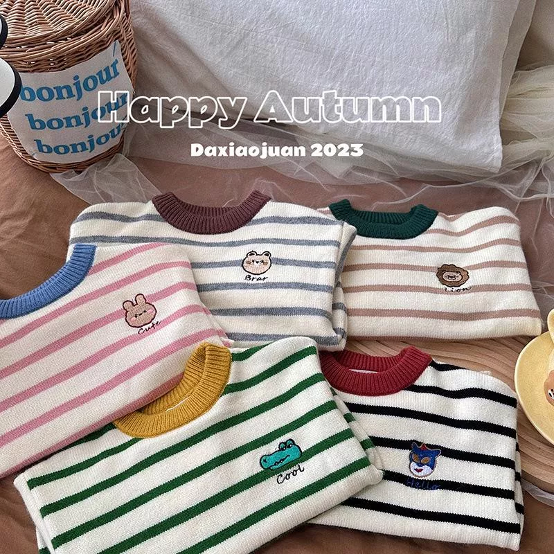 卡通刺繡保暖針織衫上衣