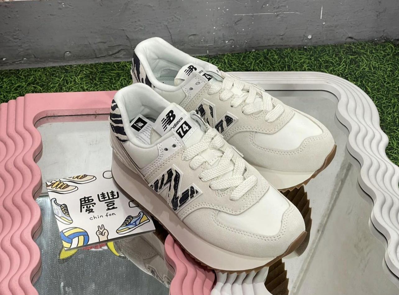 慶豐體育👟new balance 574+ IU代言款 增高 米白 豹紋 厚底 WL574ZDD