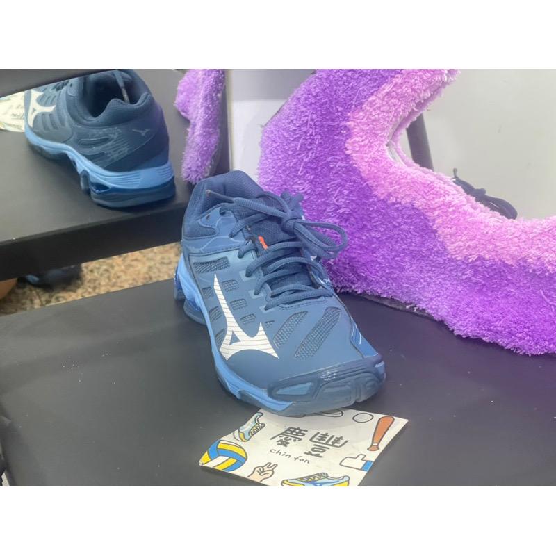慶豐體育👟 【MIZUNO 美津濃】WAVE VOLTAGE 男排球鞋-訓練 運動 美津濃 墨藍白V1GA216021