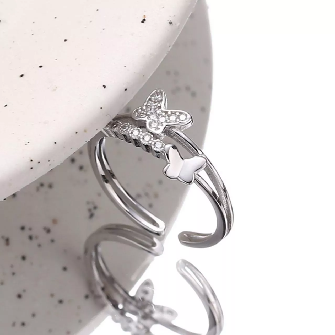 [925純銀]雙層蝴蝶戒指