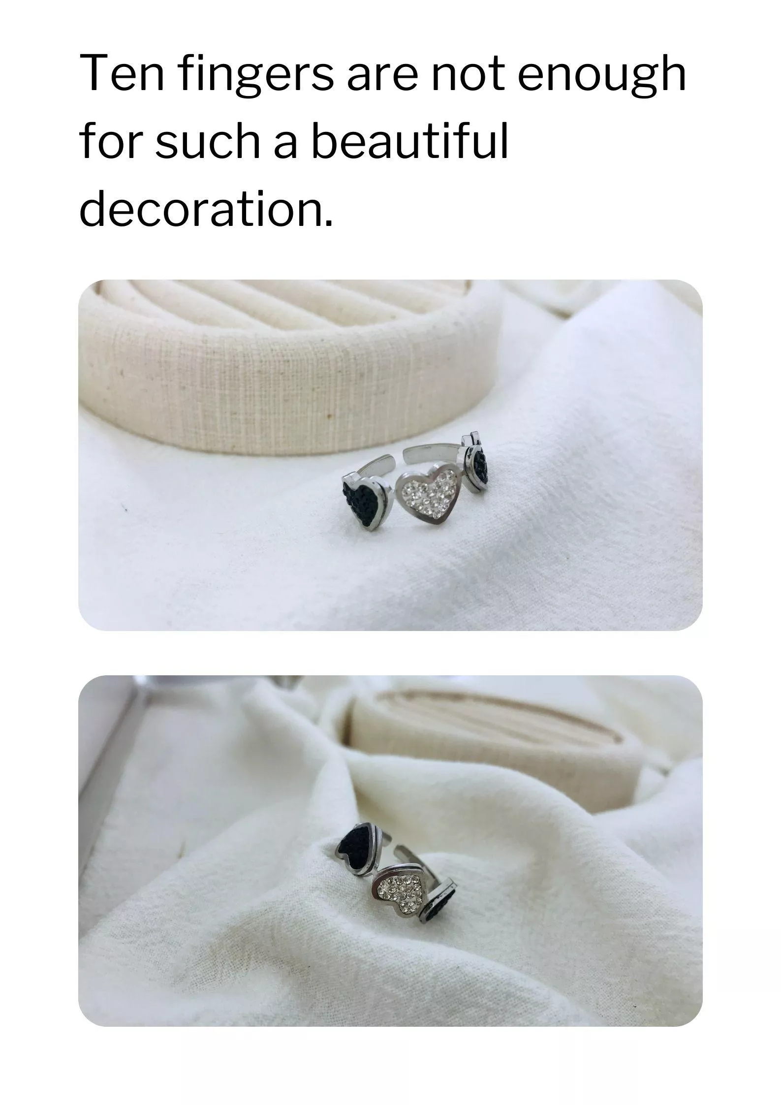 有時候心情就像黑白兩色——簡單卻藏著故事。 這款「黑白心事」鈦鋼設計戒，把黑與白的對比變成最乾淨的風格語言。戴在手上，很像一個默默陪妳的情緒開關：上班戴很俐落，下班戴很輕鬆，約會戴又有點神秘氣場。 材質堅固不掉色，撞到、碰到也不用放在心上。單戴超有態度，多層次搭配則藏著細膩的個性美，完全是那種越看越耐看的設計。