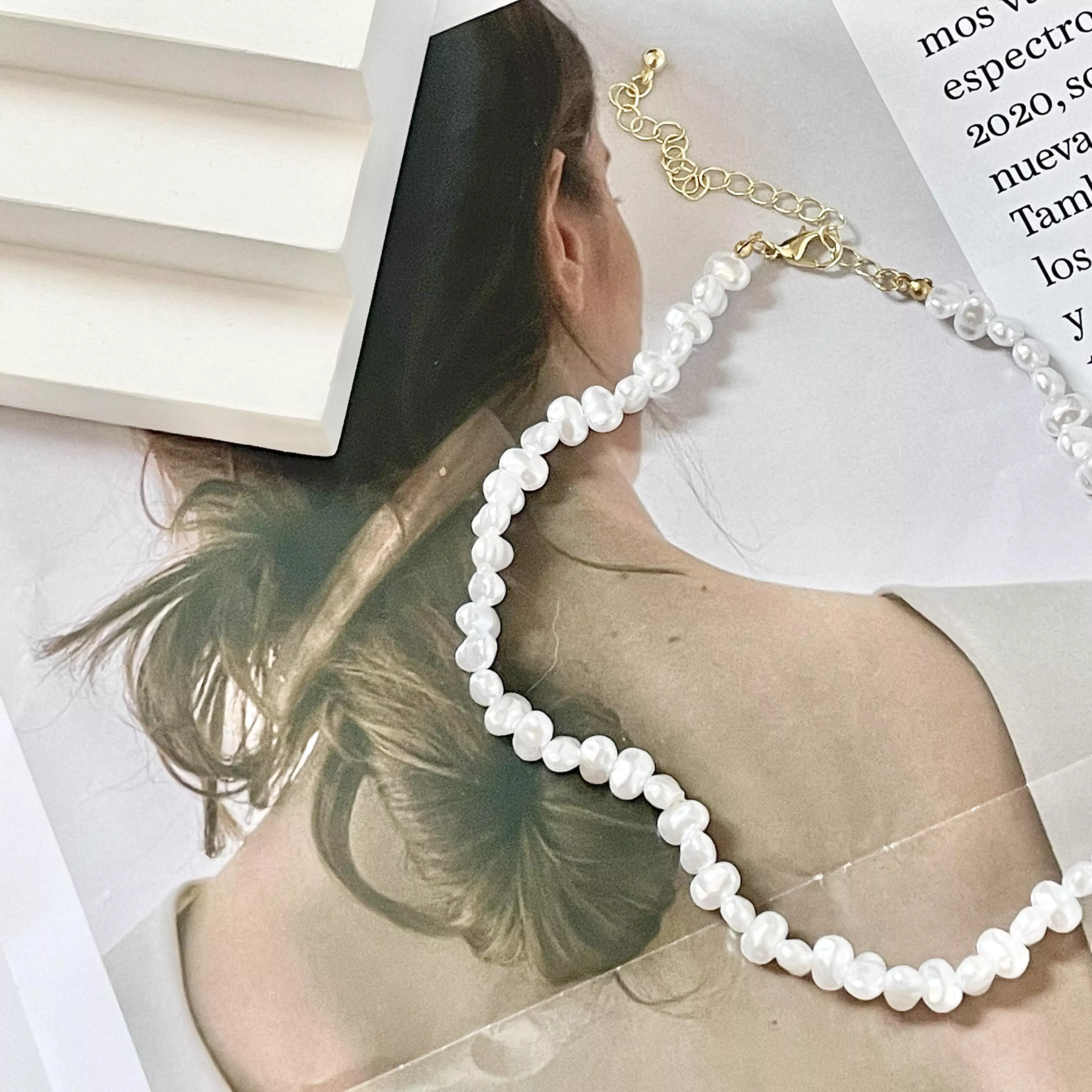 ꔛ‬沒有光的世界巴洛克珍珠鎖骨鏈*ﾟ