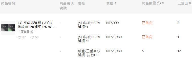 LG 空氣清淨機 (大白) 抗敏HEPA濾網 PS-W309WI 彩盒濾網 AS401WWF1 AS401WWJ1公司貨