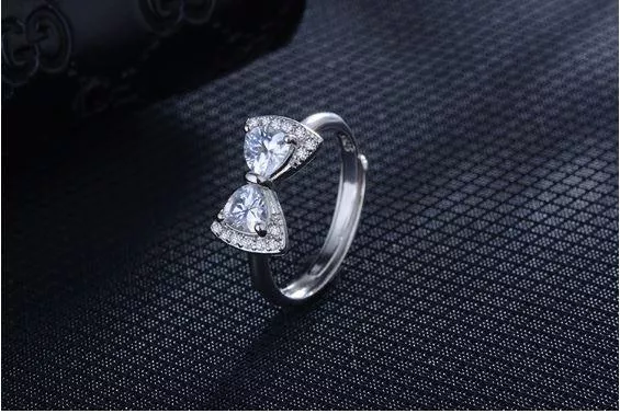 戒指-我的女孩 蝴蝶結鋯石開口戒