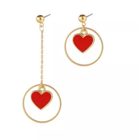 氣質小愛心不對稱耳環｜耳環耳夾任選・氣質日常耳環