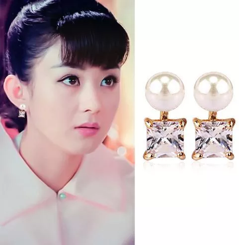 優雅方塊鋯石三角耳夾｜無耳洞可戴・氣質日常耳環