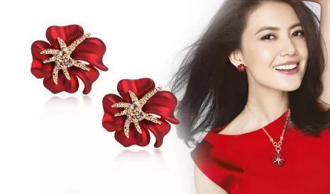 輕奢杜鵑花螺旋耳夾｜無耳洞可戴・華麗款