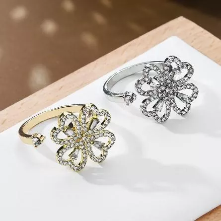 戒指-幸運四葉草旋轉開口戒