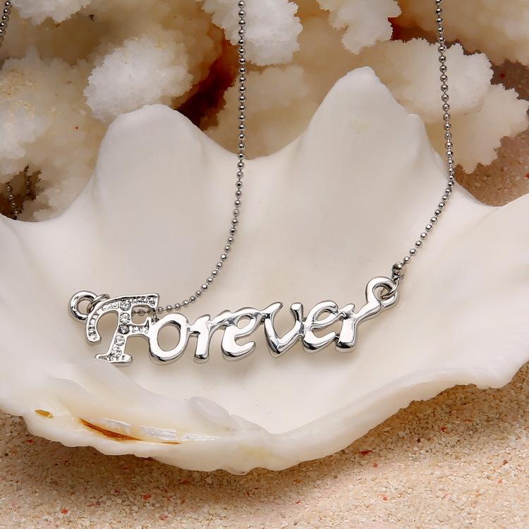 【超值項鍊】FOREVER氣質個性字母短項鍊鎖骨鍊