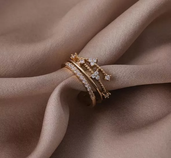 戒指-生命之泉 星星鋯石多層開口戒