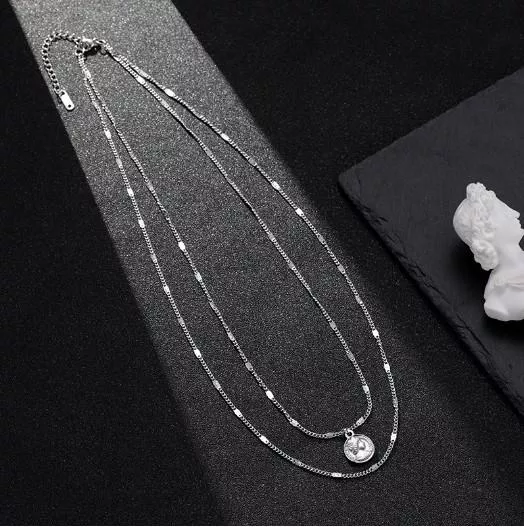 【超值項鍊】女王錢幣雙層鈦鋼項鍊長項鍊