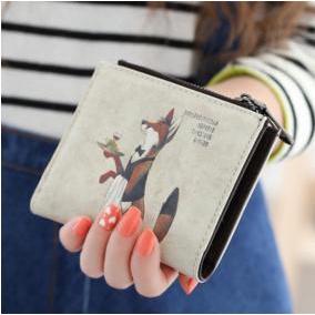 【Alisa 韓國飾品】現貨❤涂鴨狐狸雙拉鍊錢包皮件批發 飾品批發