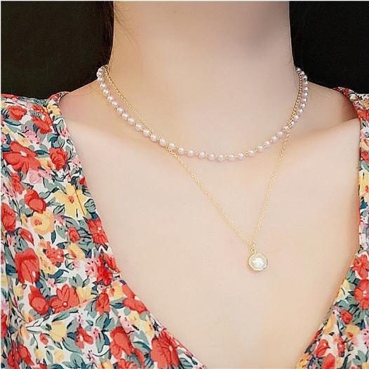 【Alisa 韓國飾品】現貨🍀韓風時尚 氣質 珍珠雙層項鍊 項鍊批發 飾品批發