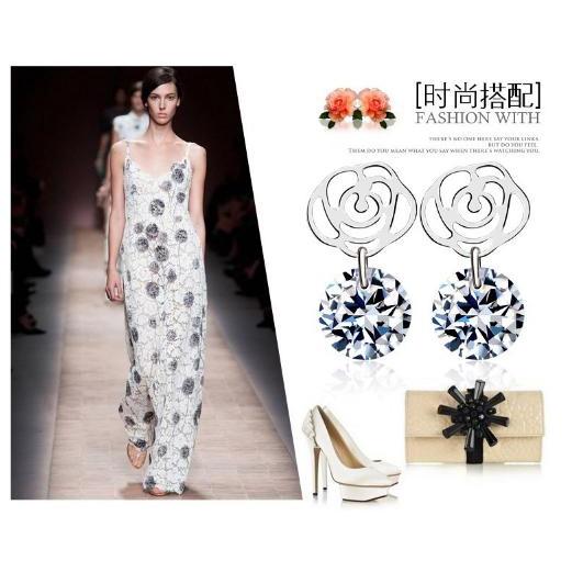 【Alisa 韓國飾品】現貨🍀 ED112玫瑰花鋯石耳線 耳環批發  飾品批發商品如說明