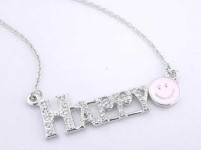 【超值項鍊】HAPPY閃鑽微笑氣質項鍊鎖骨鍊