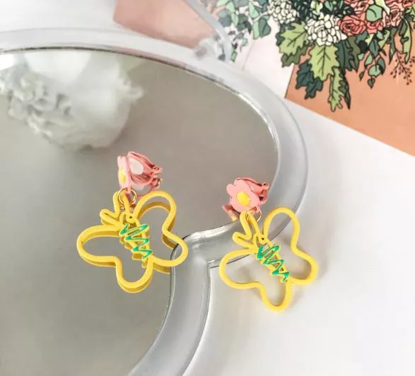 【超值耳夾59】花蝴蝶 童趣蝴蝶花朵925銀針耳環 夾式耳環