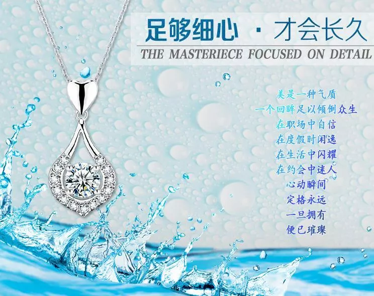 項鍊-淚珠  甜美愛心水滴鋯石鎖骨鍊 短項鍊