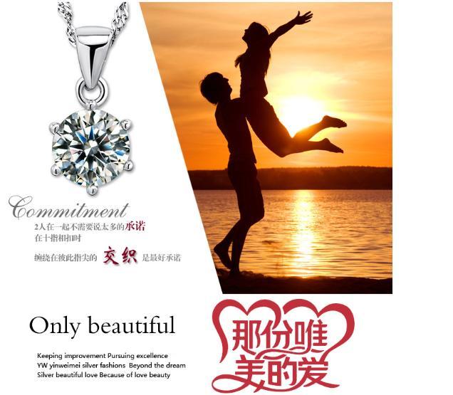項鍊-一克拉的愛  經典單顆鋯石鎖骨鍊 短項鍊