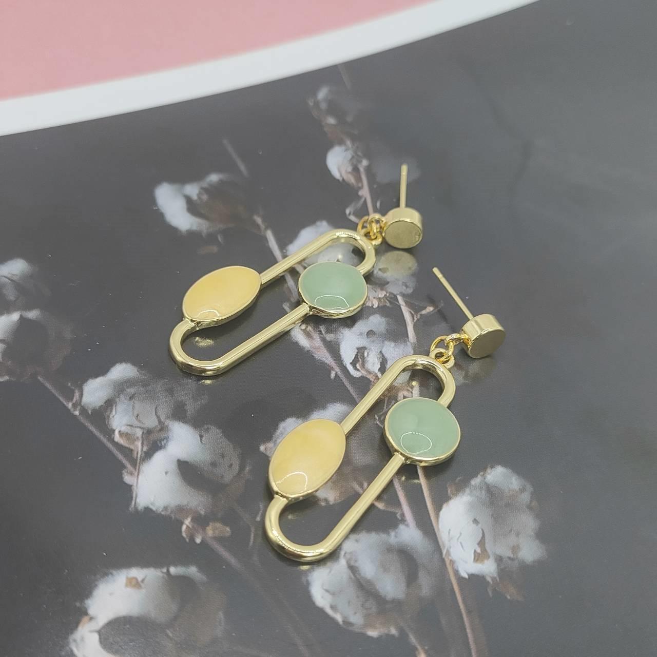 耳環-天晴彩虹  幾何彩繪滴油耳釘