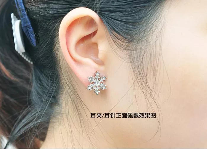 冬戀浪漫雪花三角耳夾｜無耳洞可戴・氣質日常耳環