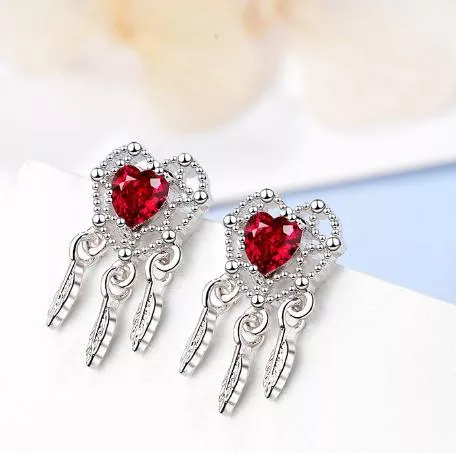 捕夢網愛心寶石耳環｜氣質浪漫耳飾