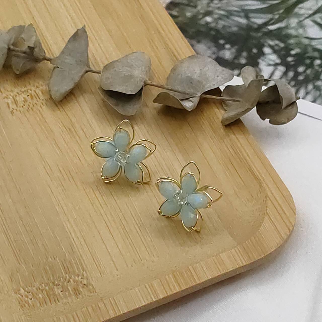 【超值耳環99】浪漫花語 925銀針水晶花耳釘
