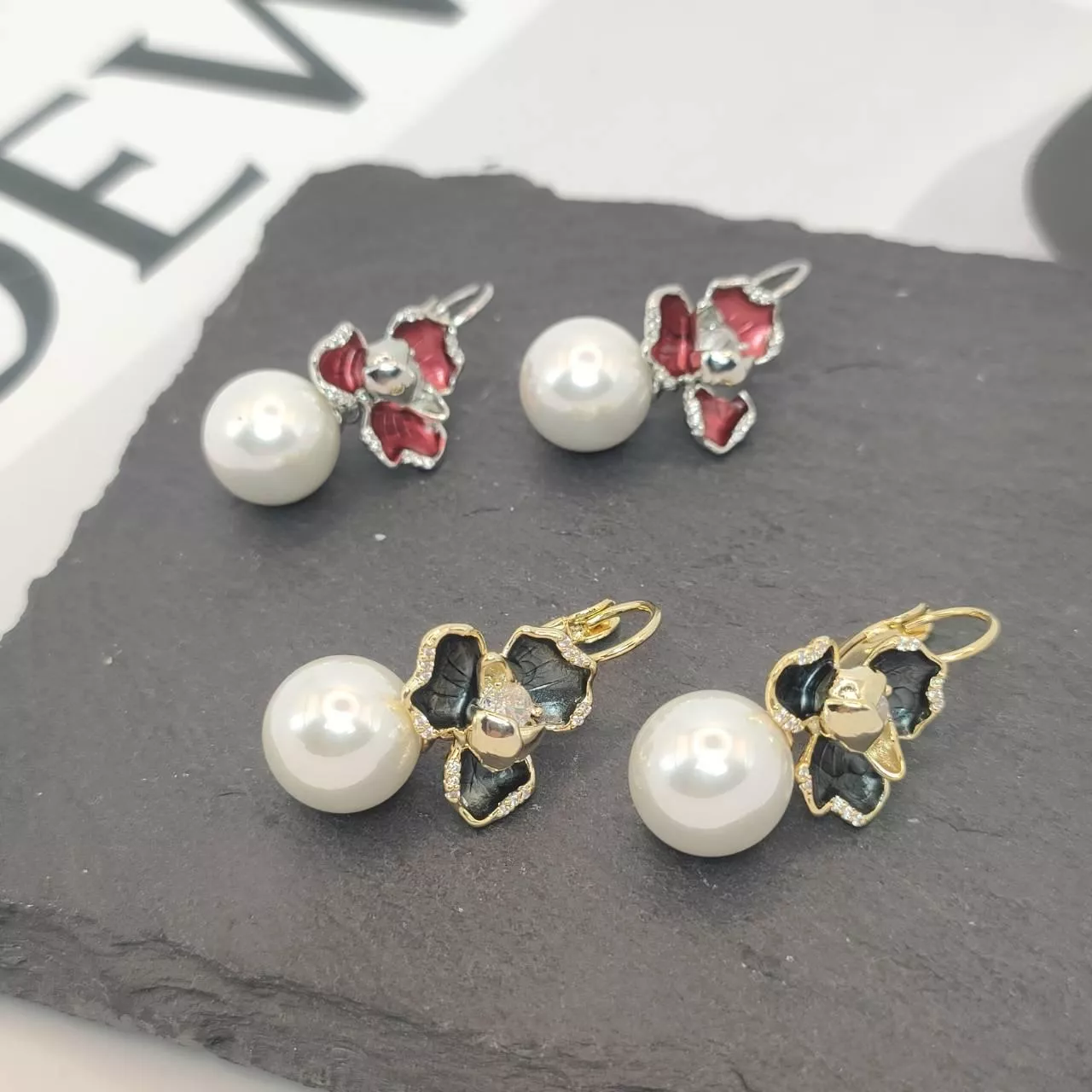 復古花瓣珍珠耳環｜氣質優雅・韓風設計款