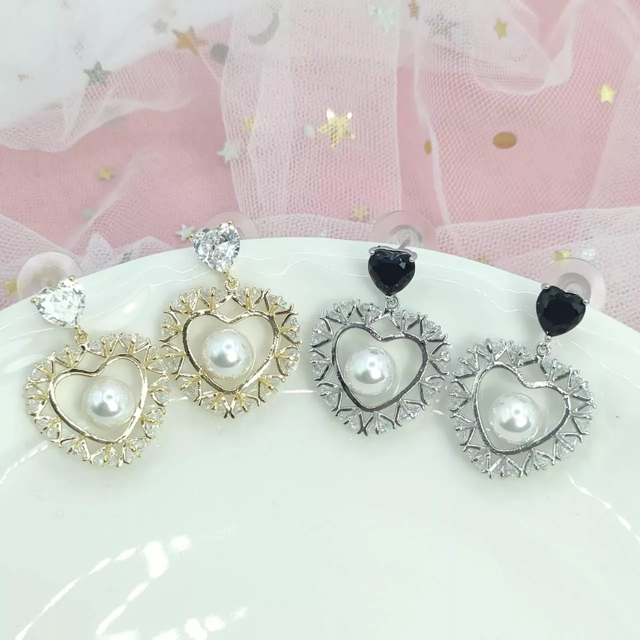 愛心珍珠垂墜耳環｜輕奢日常耳飾