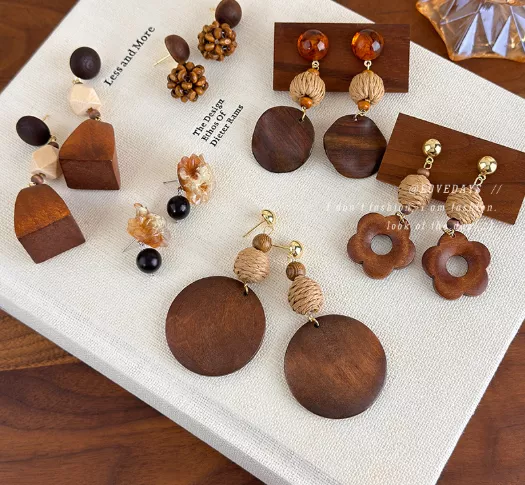 日系木質耳環｜文青風耳飾