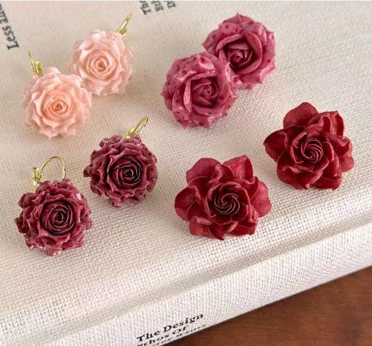 立體玫瑰花耳環｜氣質約會耳環