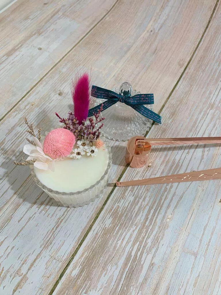 玻璃盅花草香氛蠟燭