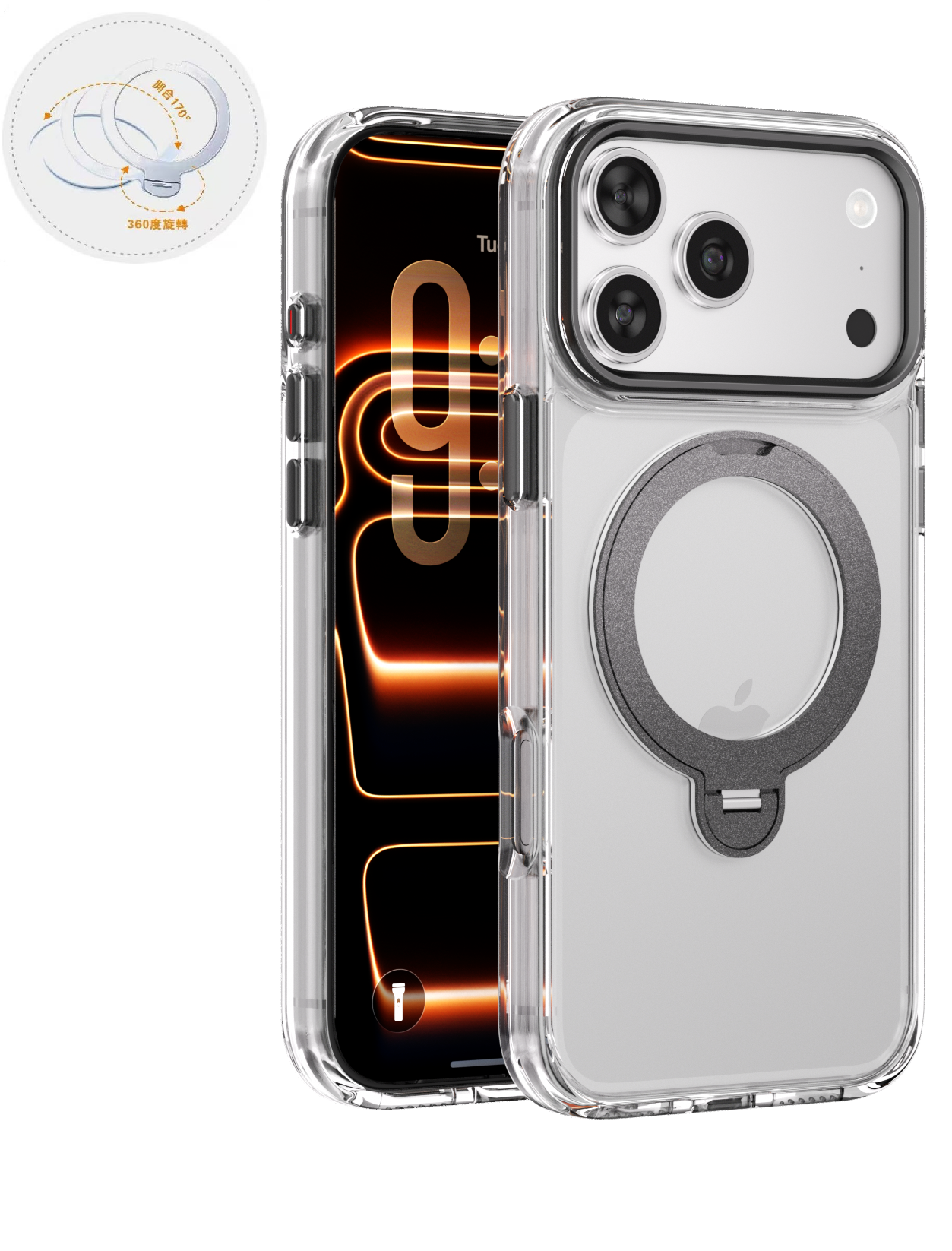 透明支點支架磁吸【iPhone18/17系列】曜石の黑