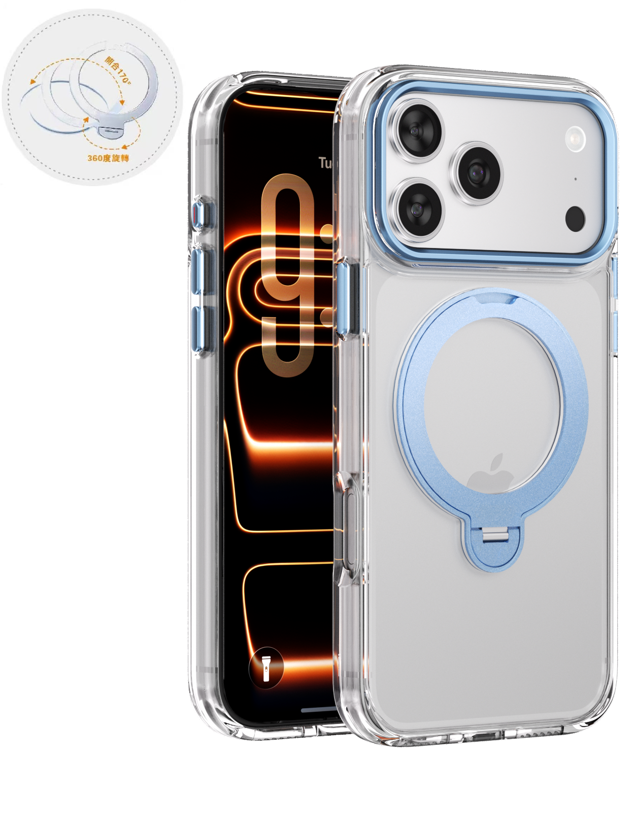 透明支點支架磁吸【iPhone18/17系列】天空の藍