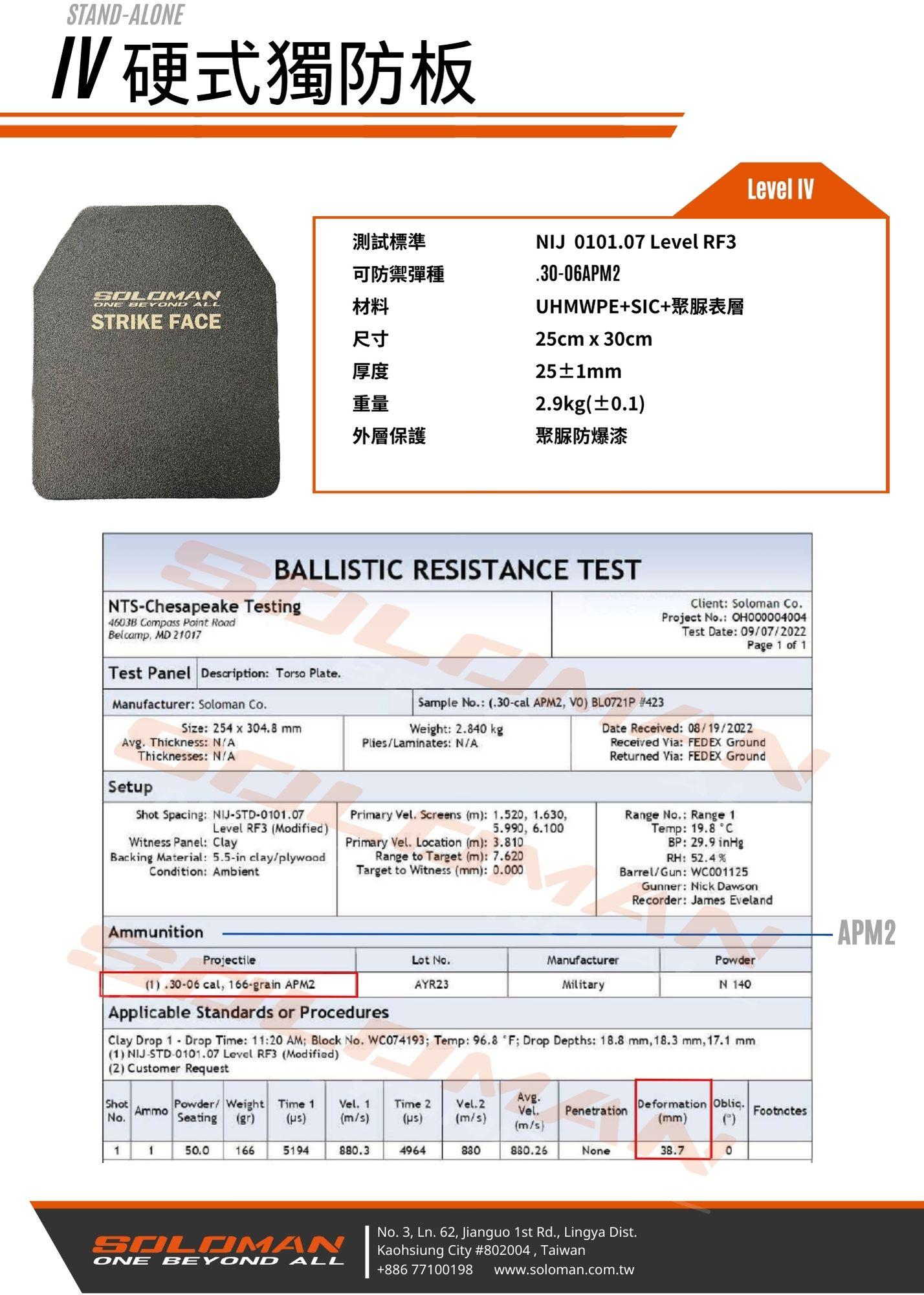 SOLOMAN嚴選-NIJ IV級抗彈板/防彈片(1組2片)