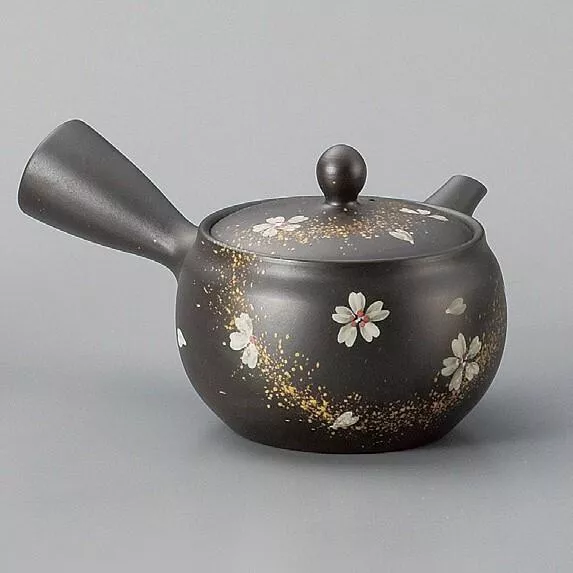 【用與美】日本製 常滑燒 富森作 手把陶瓷茶壺 急須壺 金粉櫻花款 280cc