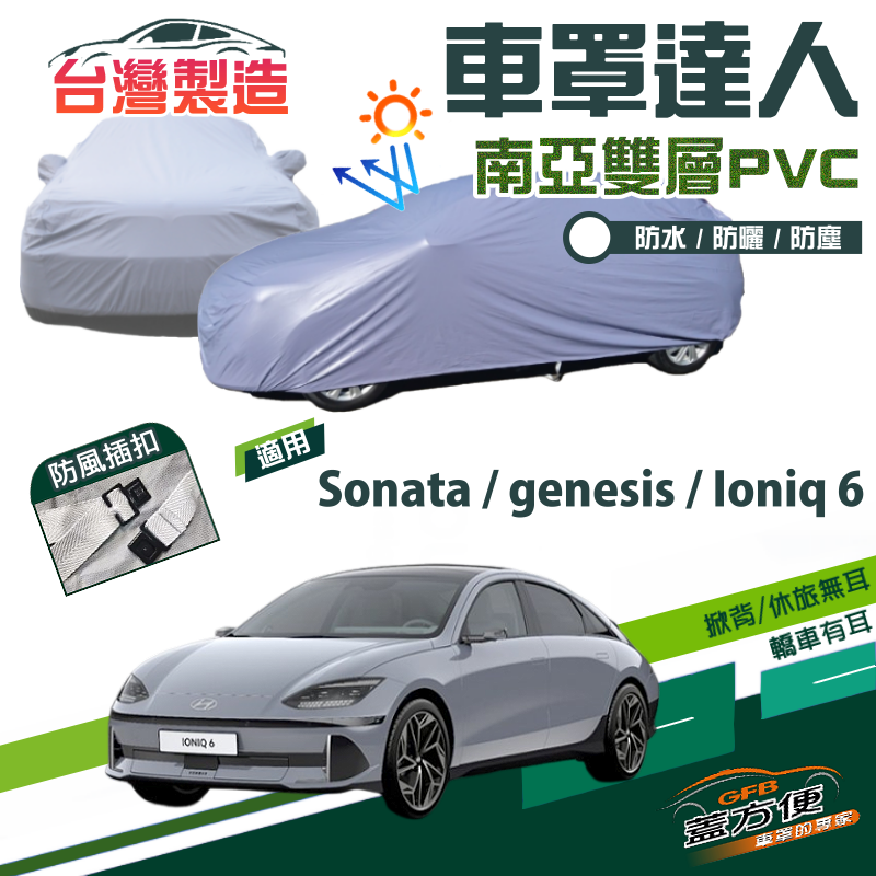 【蓋方便】車罩達人（E型）台製南亞PVC雙層防水曬現貨《現代》Ioniq 6+Sonata+genesis