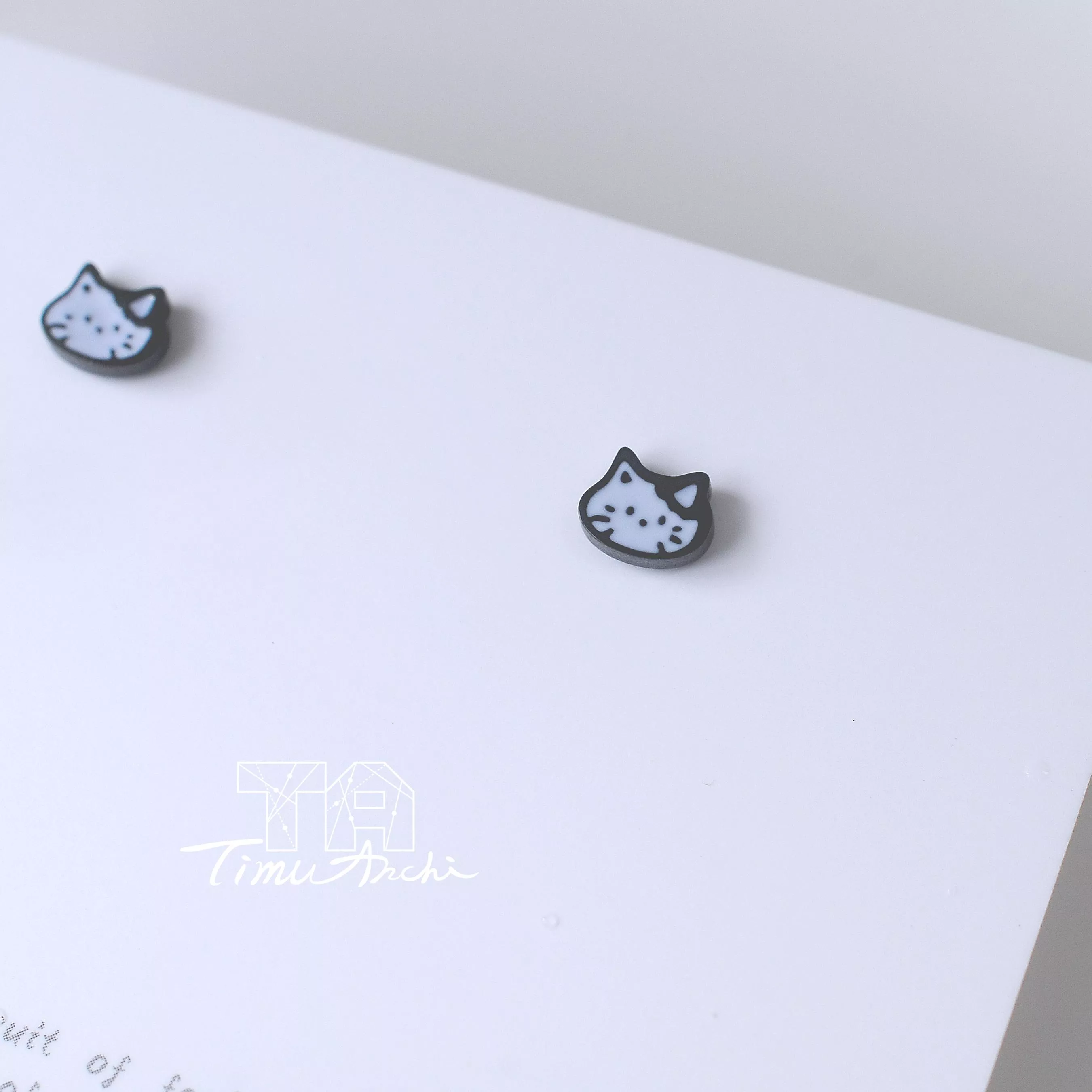 貓咪不鏽鋼鎖珠耳環