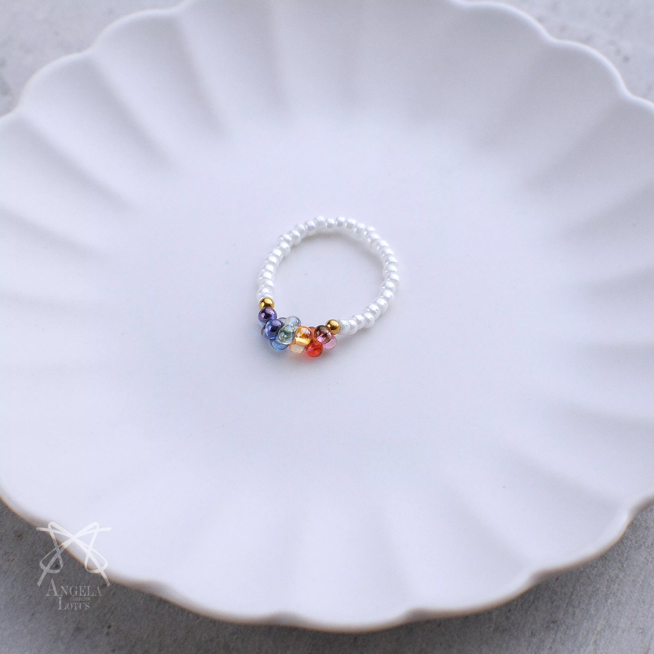 虹光織夢．彩虹軟糖_彈性繩戒指｜ALd輕手作