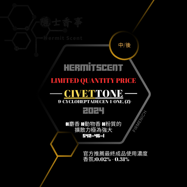 限量 CIVETTONE (Firmenich)║ 擴散力極為強大 麝香 #動物香 #粉質的 (1g limited quantity price)