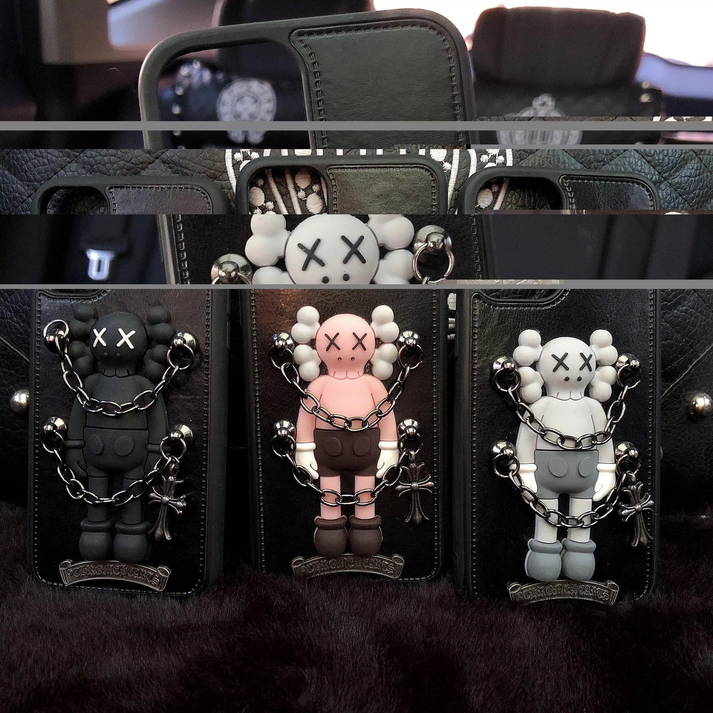 潮牌暴力熊11蘋果12手機殼適用於個性蘋果13pro/max皮質手機套歐